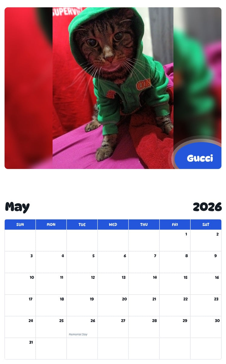 2026 - 2027 Gucci - Pawidols Pet Calendar