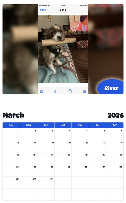 November 2025 - October 2026 River - Pawidols Pet Calendar