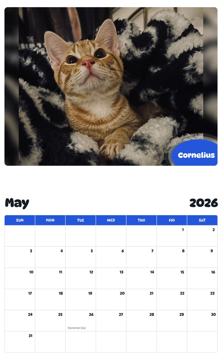 2026 - 2027 Cornelius - Pawidols Pet Calendar