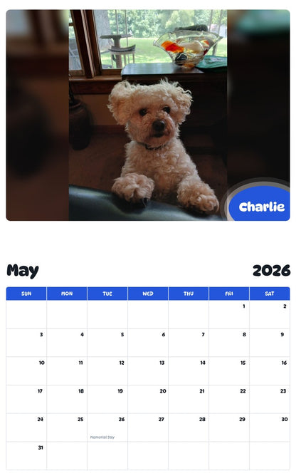 2026 - 2027 Charlie - Pawidols Pet Calendar
