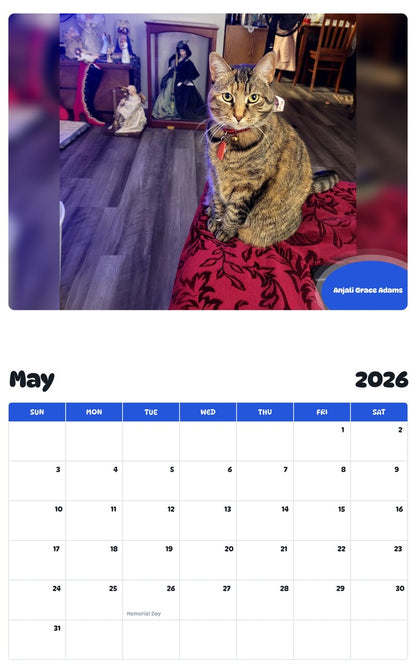 2026 - 2027 Anjali Grace Adams - Pawidols Pet Calendar