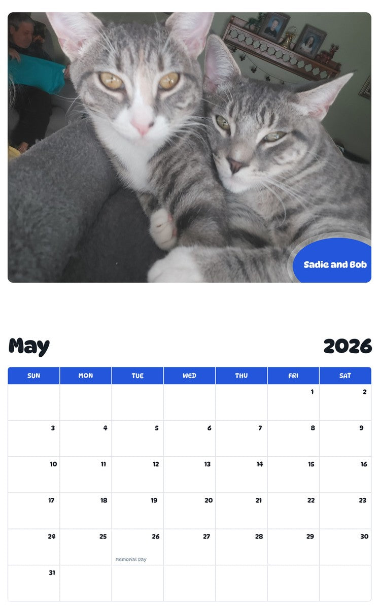 2026 - 2027 Sadie and Bob - Pawidols Pet Calendar