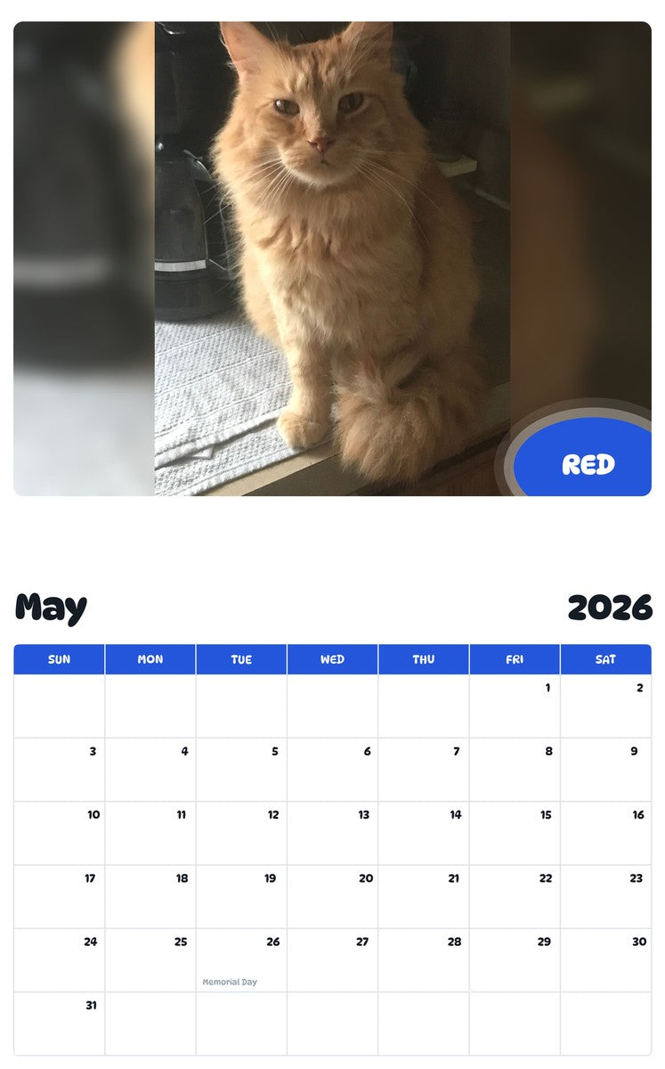 2026 - 2027 RED - Pawidols Pet Calendar