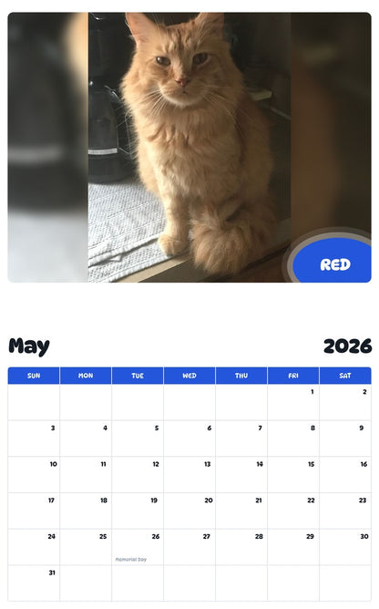 2026 - 2027 RED - Pawidols Pet Calendar