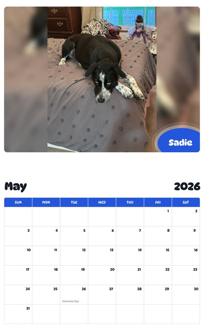 2026 - 2027 Sadie - Pawidols Pet Calendar