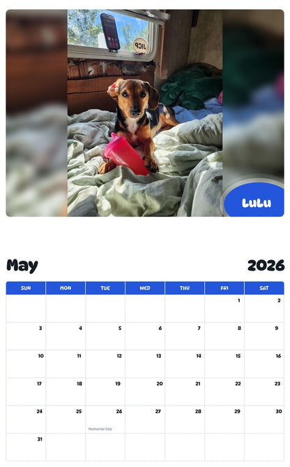 2026 - 2027 LuLu - Pawidols Pet Calendar