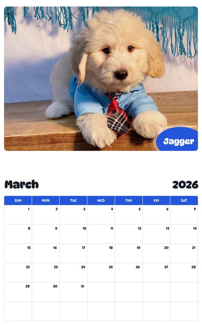 November 2025 - October 2026 Jagger - Pawidols Pet Calendar