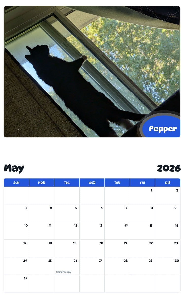 2026 - 2027 Pepper - Pawidols Pet Calendar