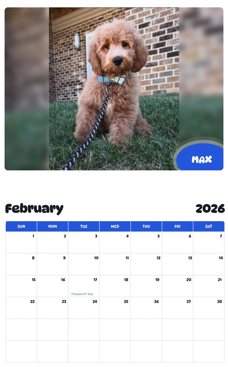 October 2025 - September 2026 MAX - Pawidols Pet Calendar