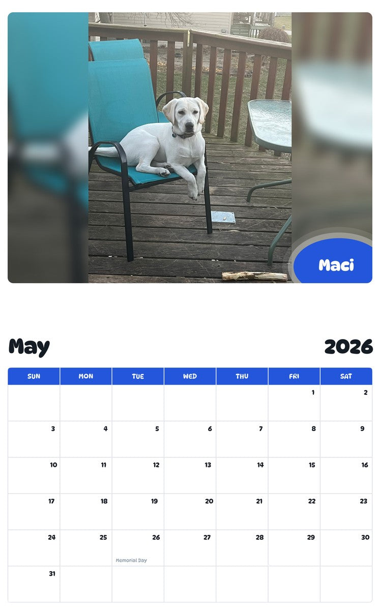 2026 - 2027 Maci - Pawidols Pet Calendar