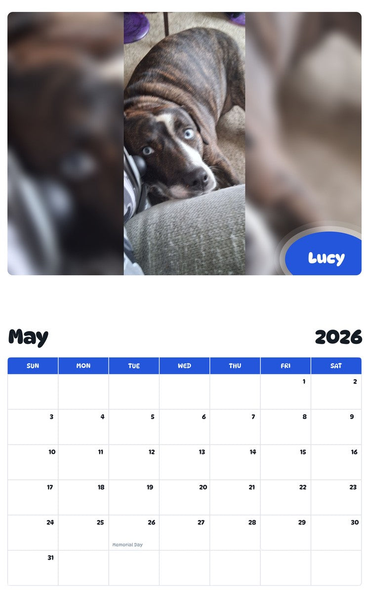 2026 - 2027 Lucy - Pawidols Pet Calendar
