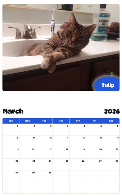 November 2025 - October 2026 Tulip - Pawidols Pet Calendar