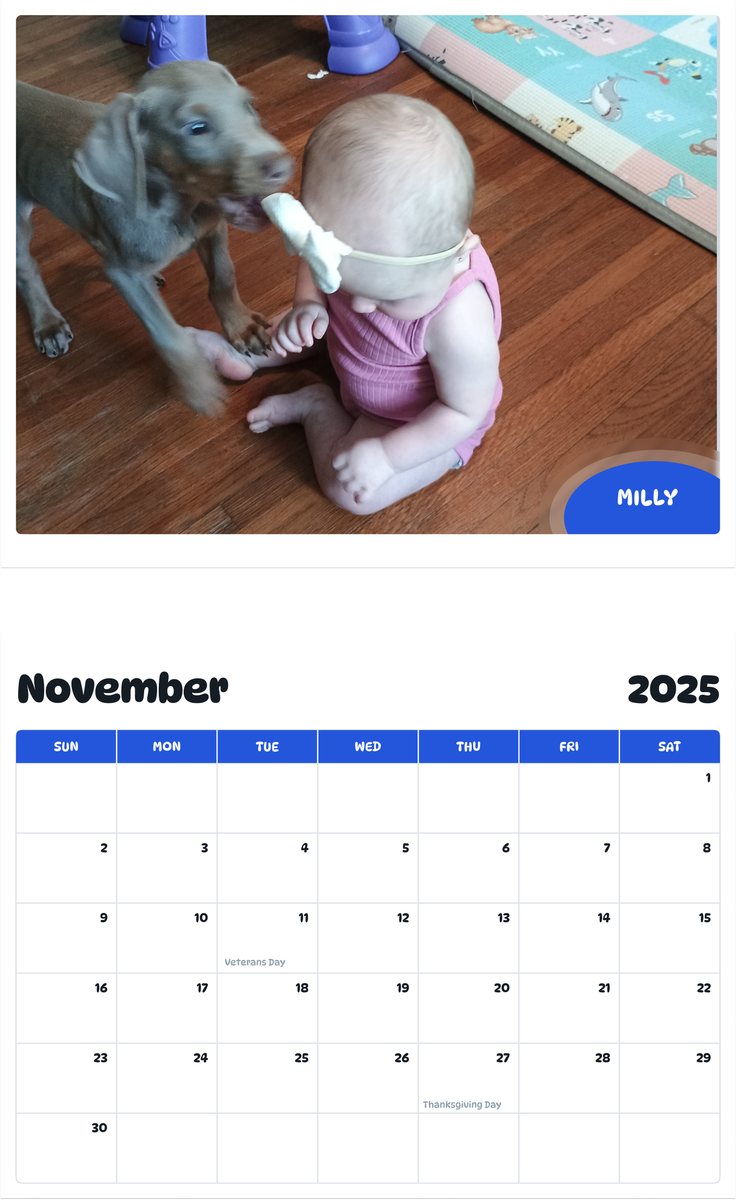 July 2025 - June 2026 Milly - Pawidols Pet Calendar