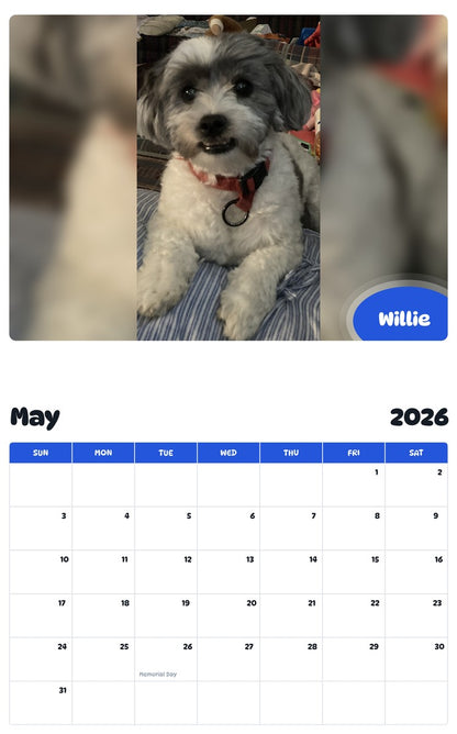 2026 - 2027 Willie - Pawidols Pet Calendar