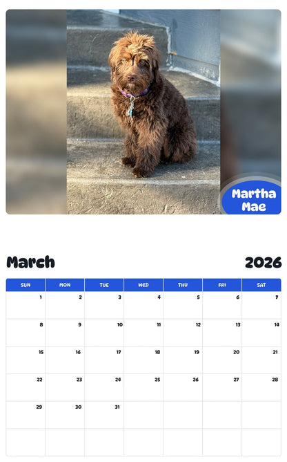 November 2025 - October 2026 Martha Mae - Pawidols Pet Calendar
