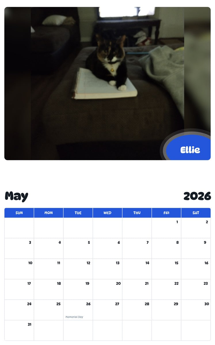 2026 - 2027 Ellie - Pawidols Pet Calendar