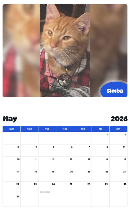 2026 - 2027 Simba - Pawidols Pet Calendar