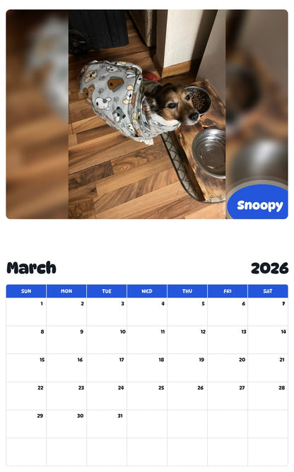 November 2025 - October 2026 Snoopy - Pawidols Pet Calendar