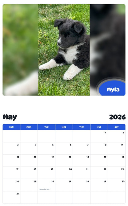 2026 - 2027 Myla - Pawidols Pet Calendar