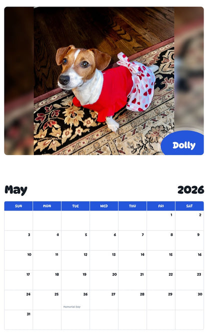 2026 - 2027 Dolly - Pawidols Pet Calendar
