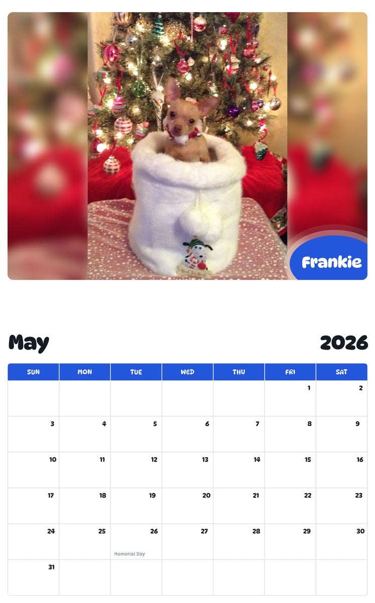 2026 - 2027 Frankie - Pawidols Pet Calendar
