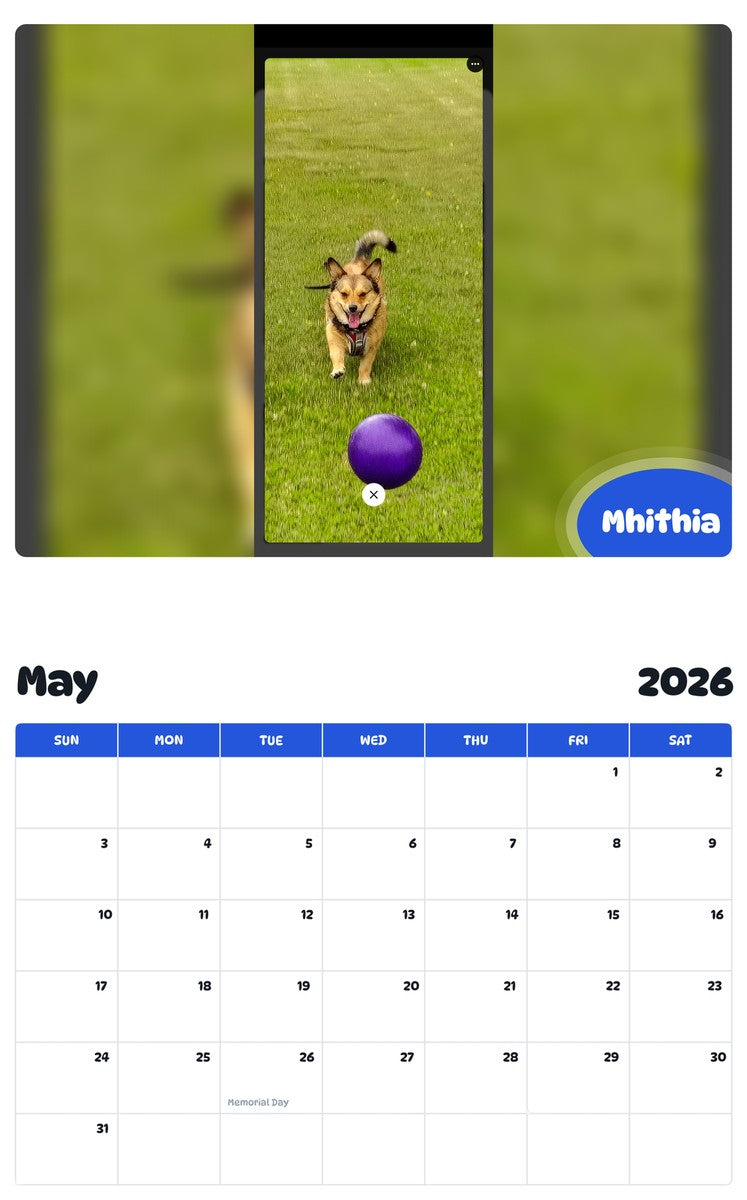 2026 - 2027 Mhithia - Pawidols Pet Calendar