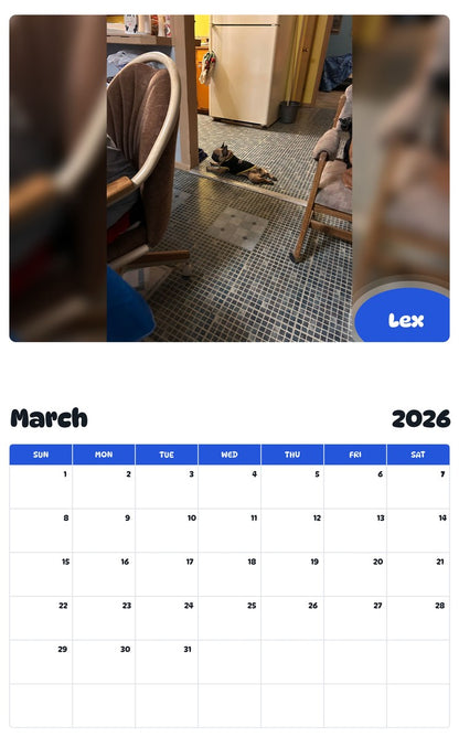 November 2025 - October 2026 Lex - Pawidols Pet Calendar