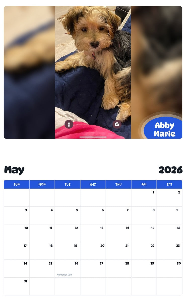 2026 - 2027 Abby Marie - Pawidols Pet Calendar