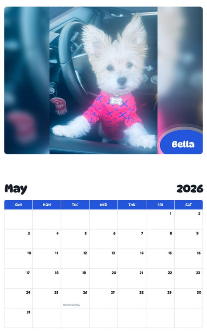 2026 - 2027 Bella - Pawidols Pet Calendar