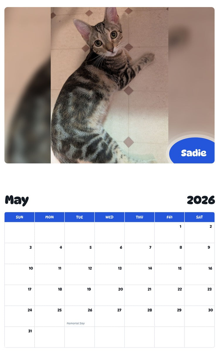 2026 - 2027 Sadie - Pawidols Pet Calendar