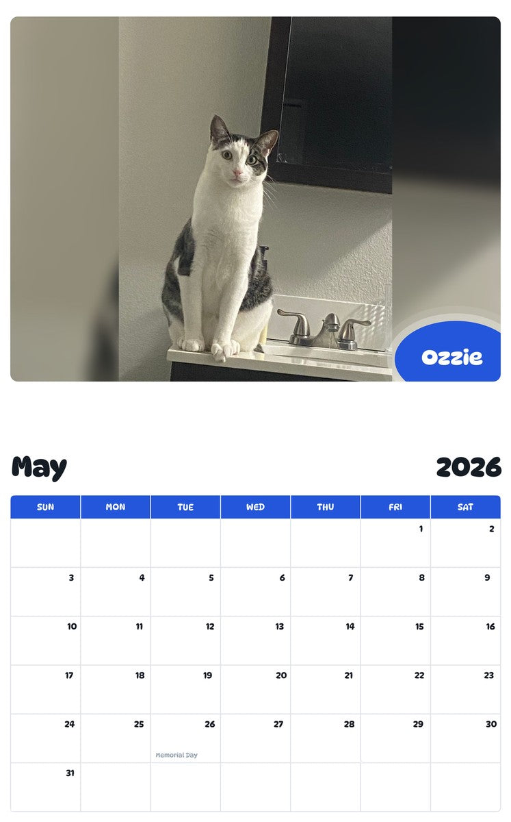 2026 - 2027 Ozzie - Pawidols Pet Calendar
