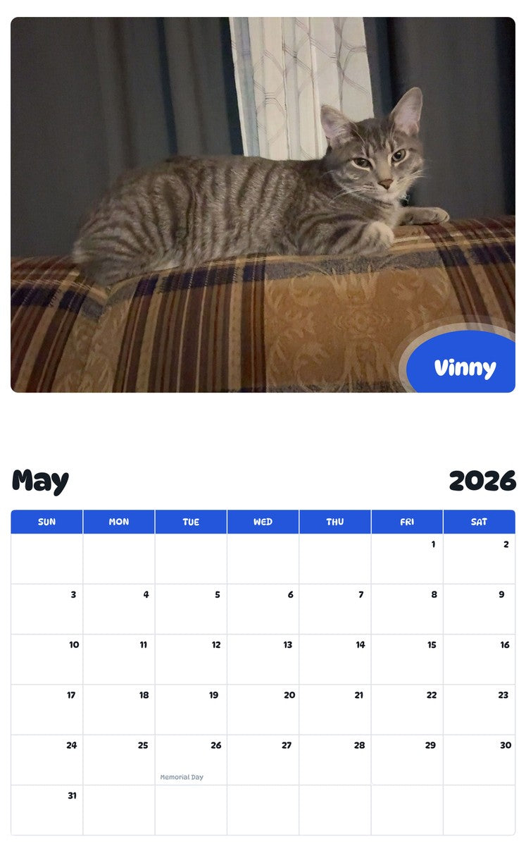 2026 - 2027 Vinny - Pawidols Pet Calendar