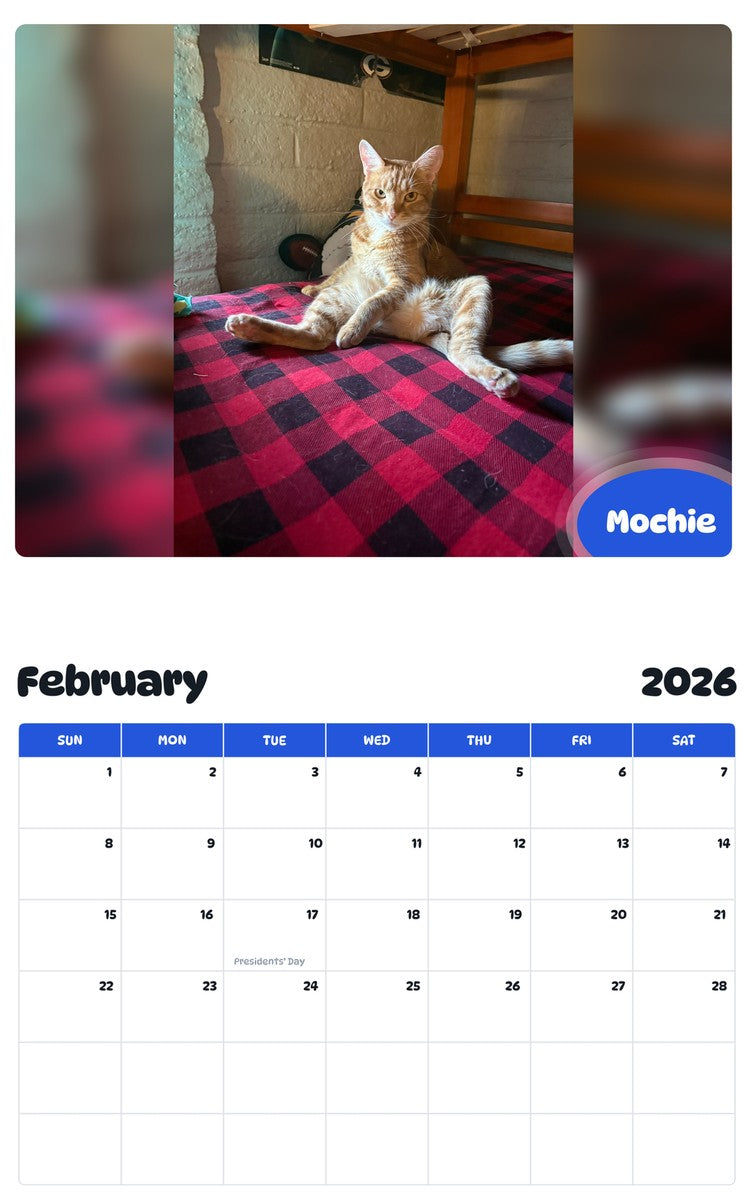 October 2025 - September 2026 Mochie - Pawidols Pet Calendar