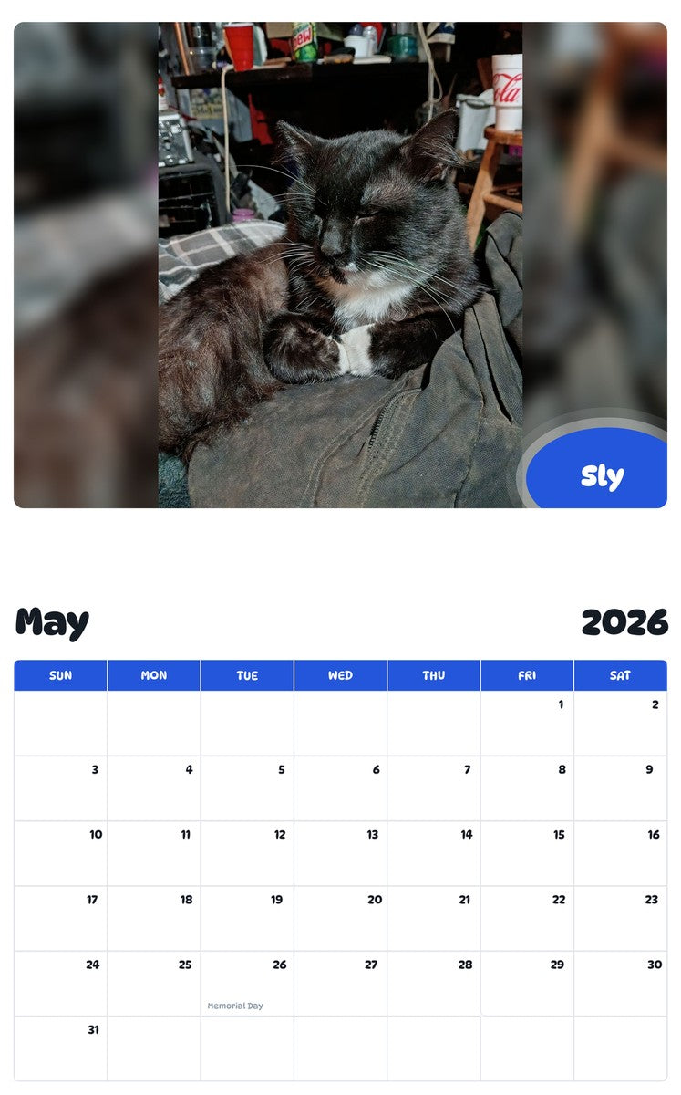 2026 - 2027 Sly - Pawidols Pet Calendar