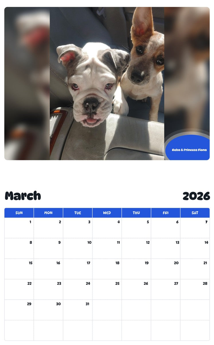 November 2025 - October 2026 Reba & Princess Fiona - Pawidols Pet Calendar