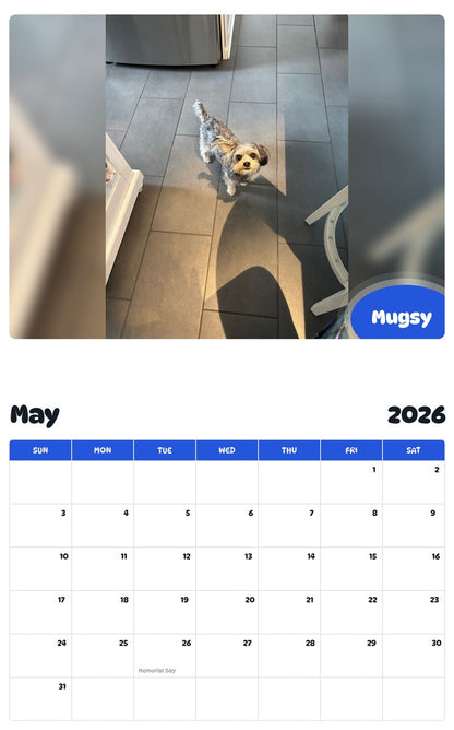 2026 - 2027 Mugsy - Pawidols Pet Calendar