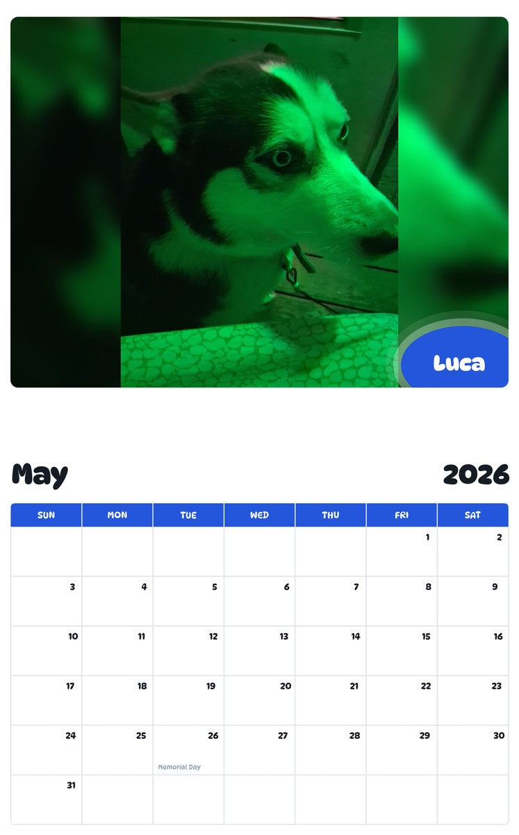 2026 - 2027 Luca - Pawidols Pet Calendar