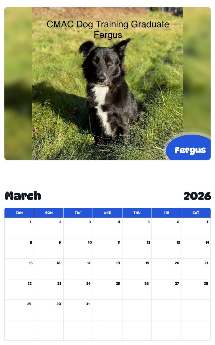 November 2025 - October 2026 Fergus - Pawidols Pet Calendar