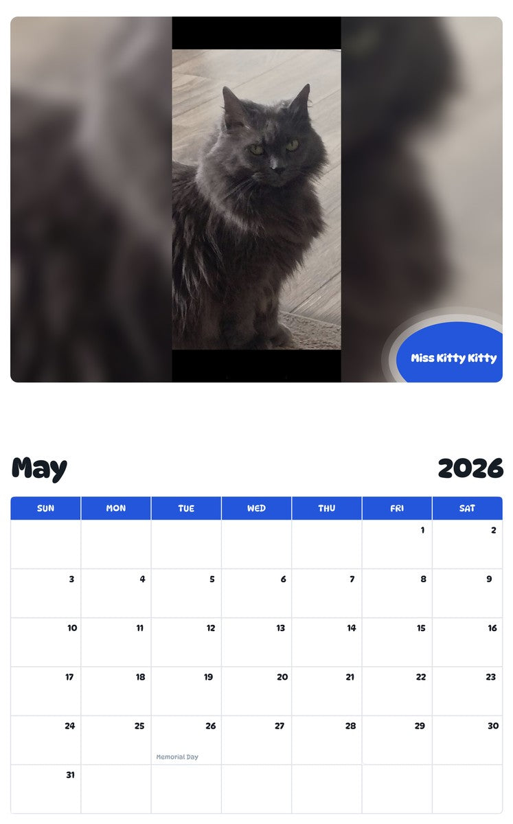 2026 - 2027 Miss Kitty Kitty - Pawidols Pet Calendar