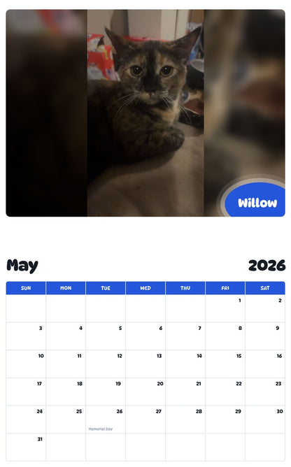 2026 - 2027 Willow - Pawidols Pet Calendar