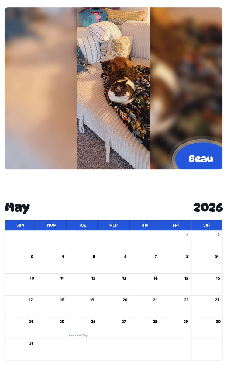 2026 - 2027 Beau - Pawidols Pet Calendar