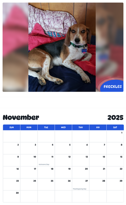 July 2025 - June 2026 Freckles - Pawidols Pet Calendar