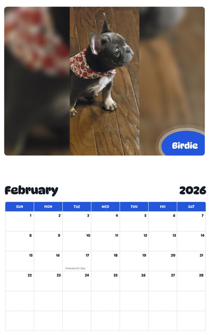 November 2025 - October 2026 Birdie - Pawidols Pet Calendar