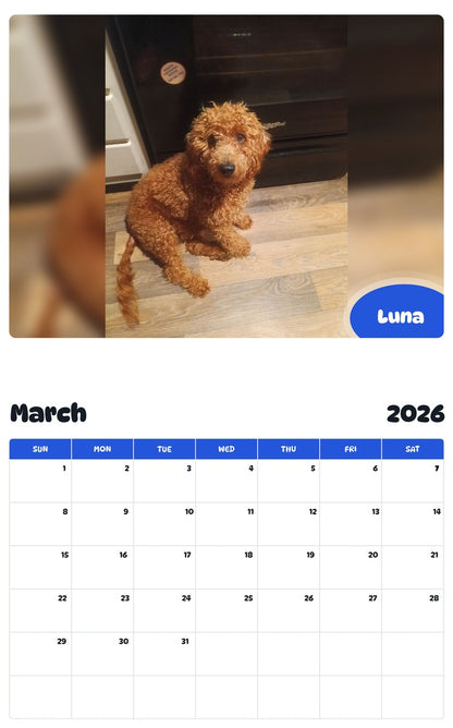 November 2025 - October 2026 Luna - Pawidols Pet Calendar