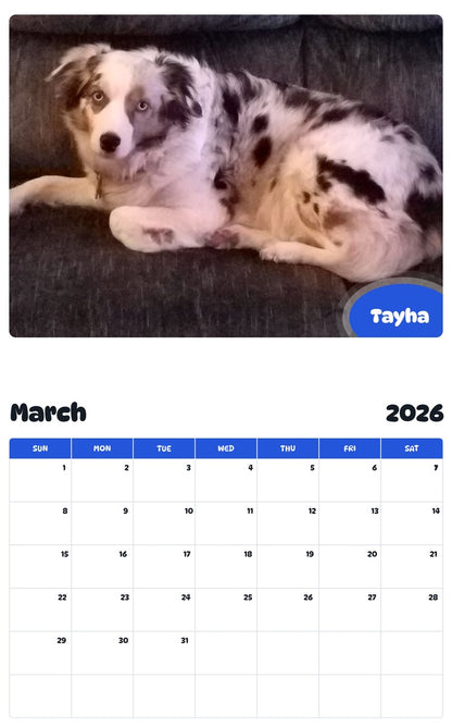 November 2025 - October 2026 Tayha - Pawidols Pet Calendar