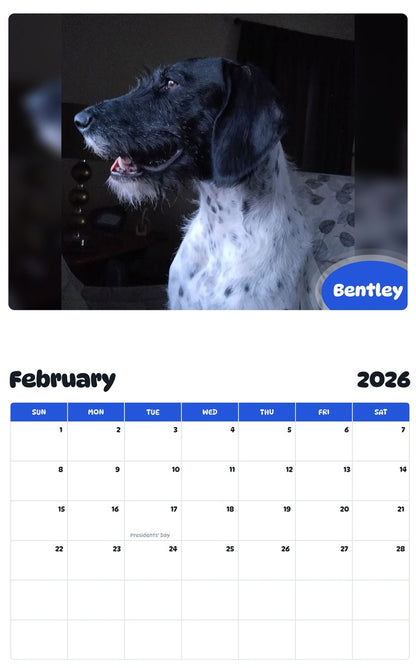 October 2025 - September 2026 Bentley - Pawidols Pet Calendar
