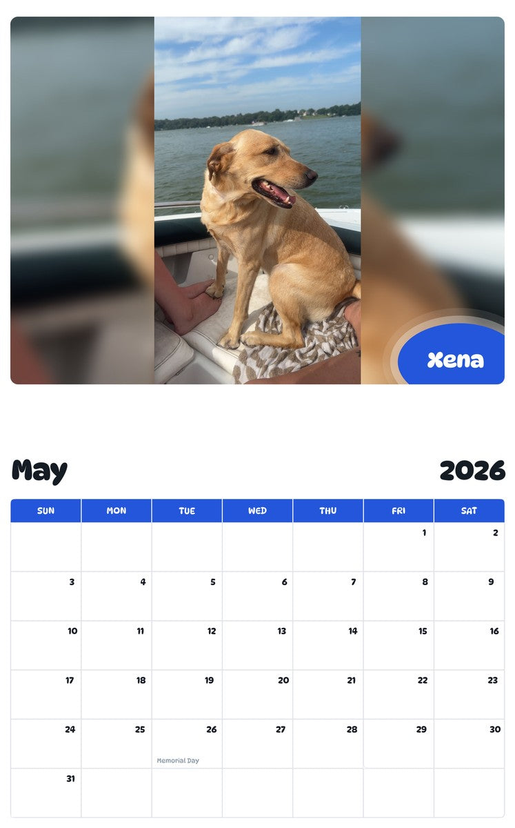 2026 - 2027 Xena - Pawidols Pet Calendar