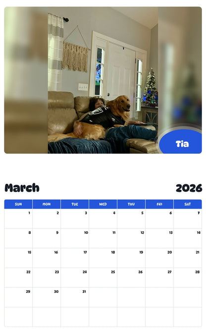 November 2025 - October 2026 Tia - Pawidols Pet Calendar