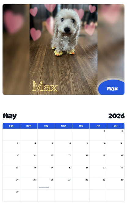 2026 - 2027 Max - Pawidols Pet Calendar