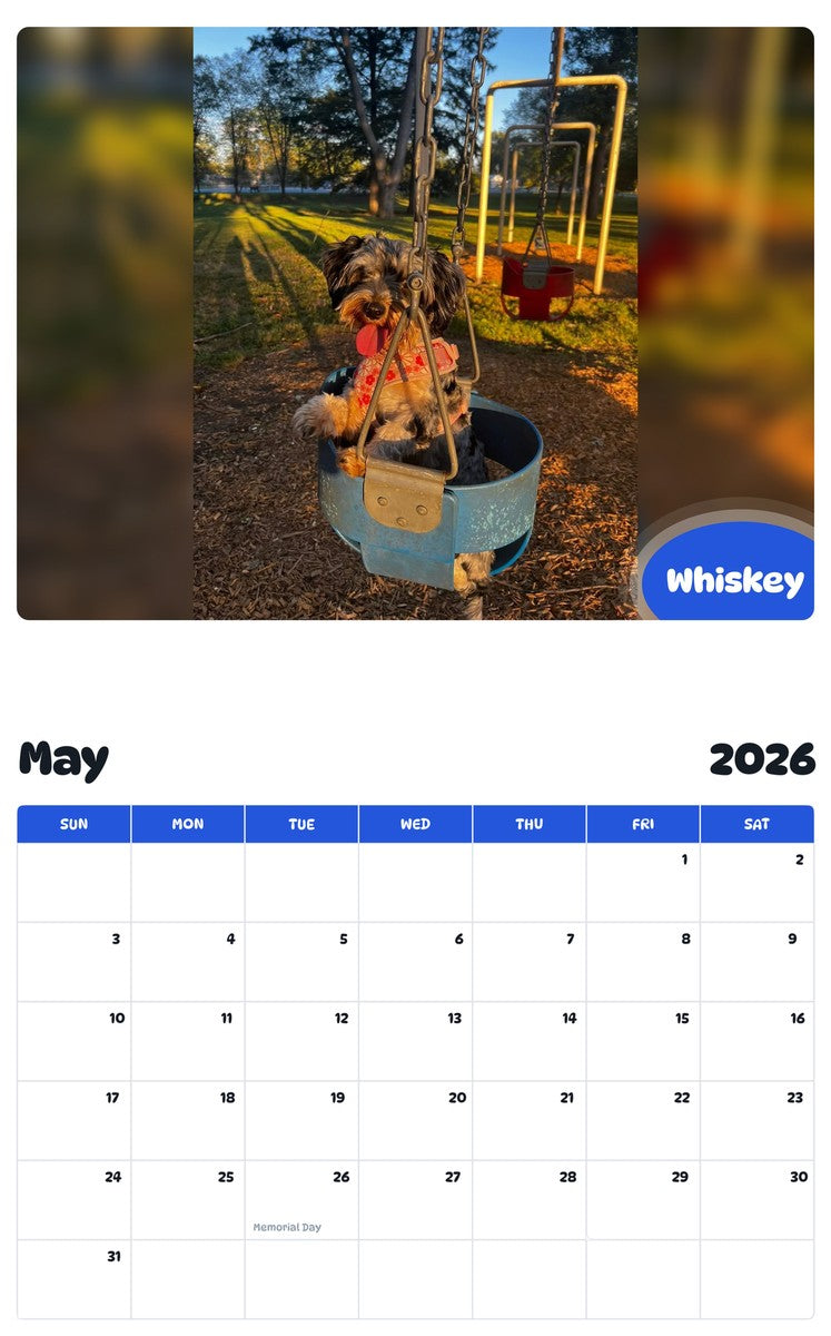 2026 - 2027 Whiskey - Pawidols Pet Calendar
